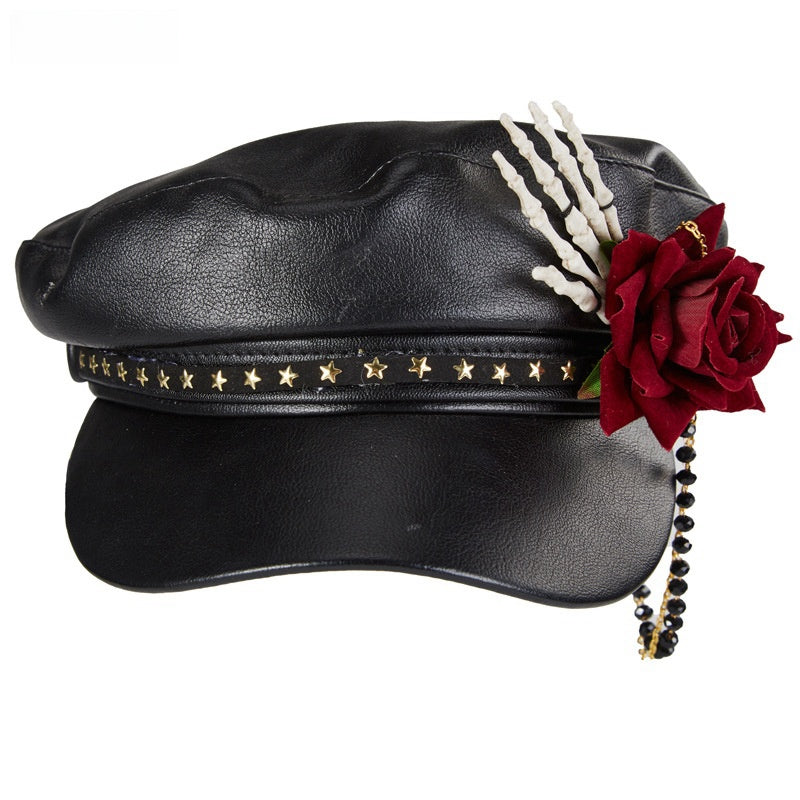 Reaper Rose Studded Captain Hat