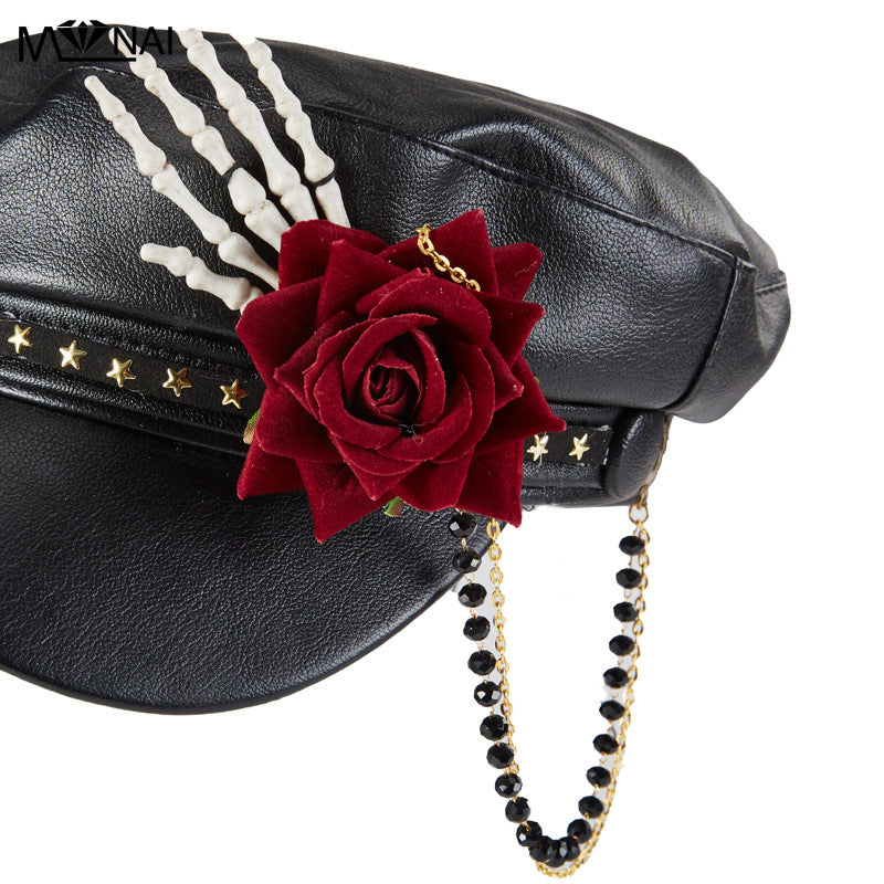 Reaper Rose Studded Captain Hat