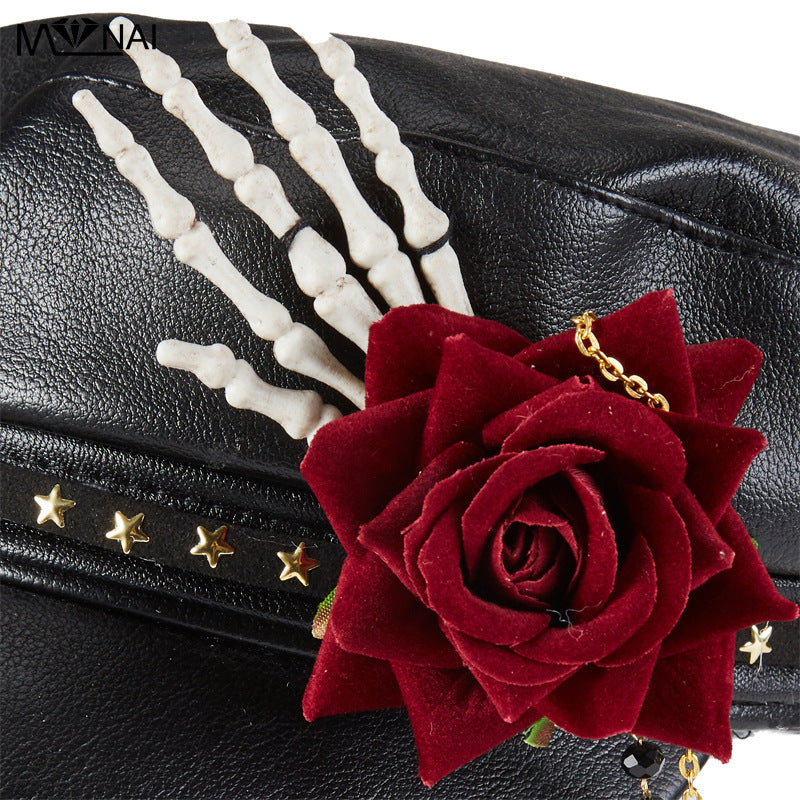 Reaper Rose Studded Captain Hat